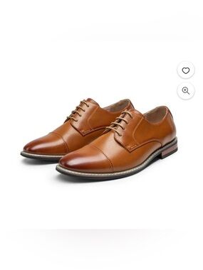 Bruno Marc Cognac Leather Cap Toe Oxford Dress Shoes Size 8.5W